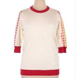 NWOT ModCloth 1X 3/4 sleeve sweater, cream/rainbow dot